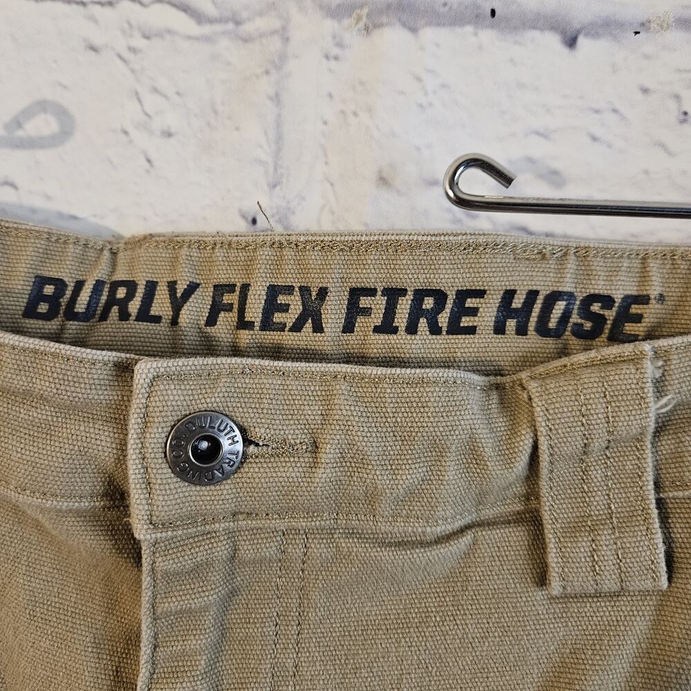 Duluth Burly Flex Fire Hose Pants 42x30 Brown Relaxed Fit Carpenter - Picture 3 of 6